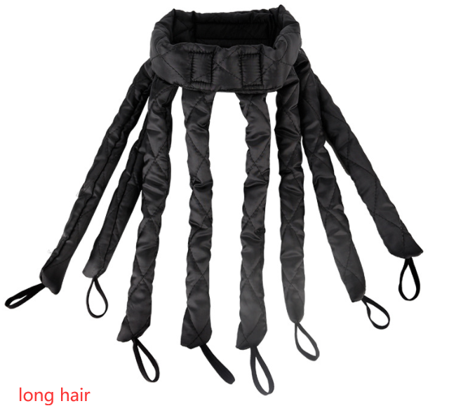 Black long-hair heatless curler