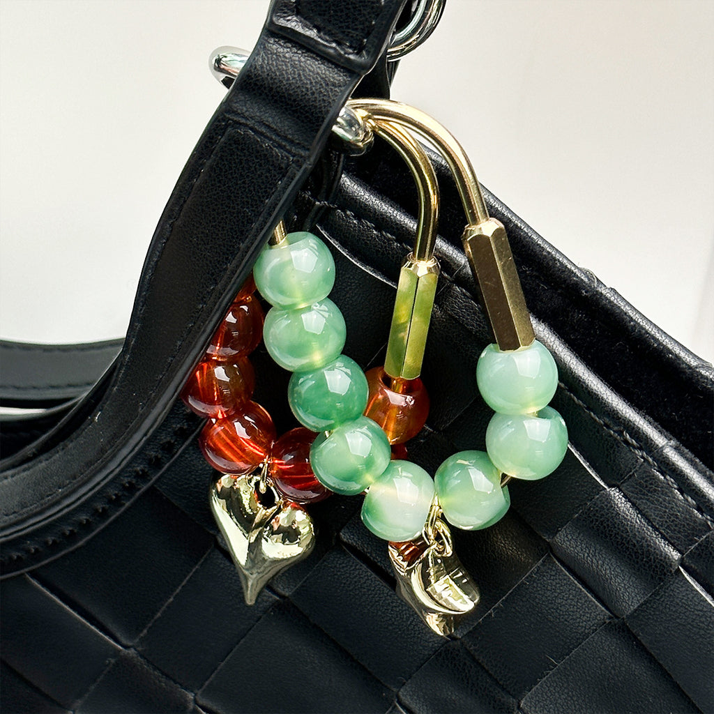 DYVIRA beaded heart and star bag charm