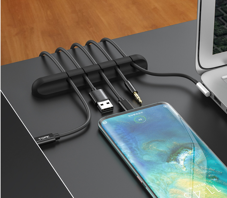 Cable organizer holding charging cables